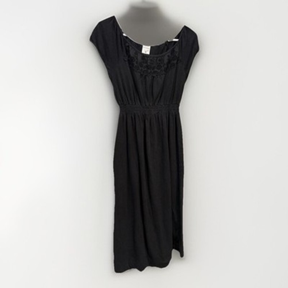 Motherhood Maternity  Dress Black Empire Soft Stretchy Summer SM Meas In Pics